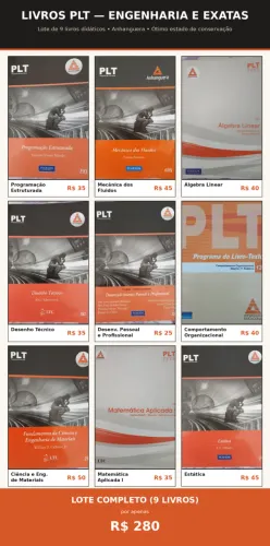 ? Lote de 9 Livros PLT - Engenharia e Exatas - Anhanguera