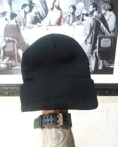 Touca preta de lã unissex adulta