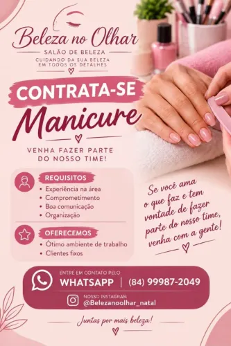Contrata-se Manicure com experiência.