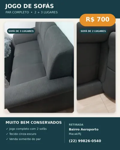 Jogo de sofa 3 e 2 lugares