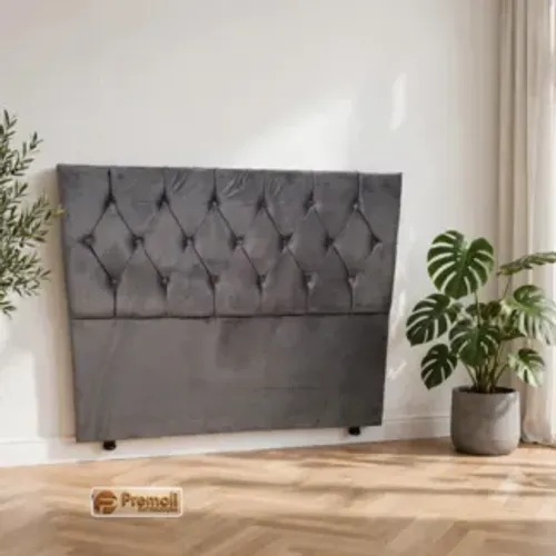 Cabeceira Veneza Capitone Casal 140x120x10 Cor Cinza Escuro Premoli Pés Plastico