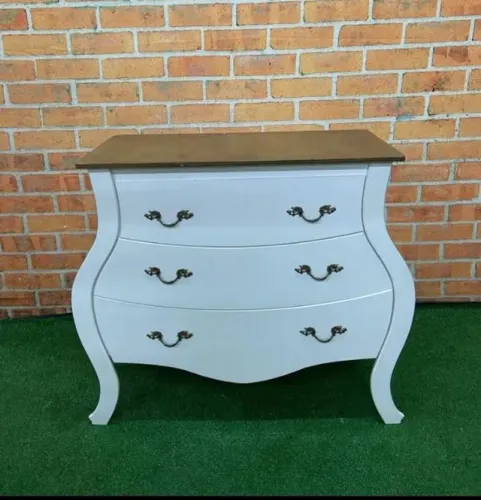 Cômoda Branca laqueada c/ tampo rústico