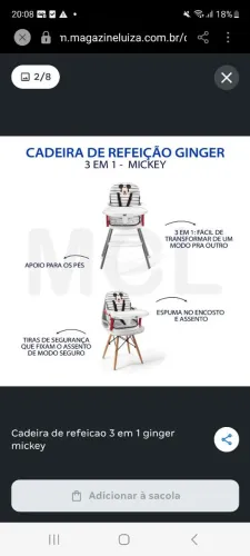 Cadeira de refeicao 3 em 1 ginger mickey - MULTKIDS