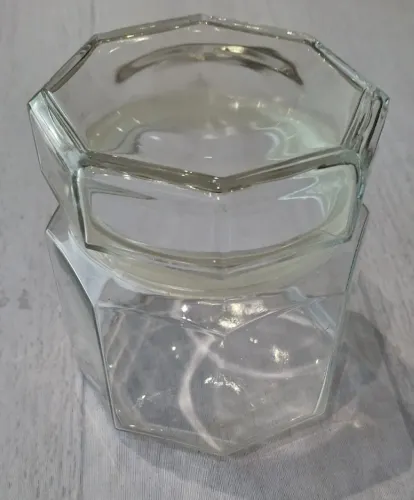 Pote de Vidro Oitavado Retrô Anos 90 com Tampa