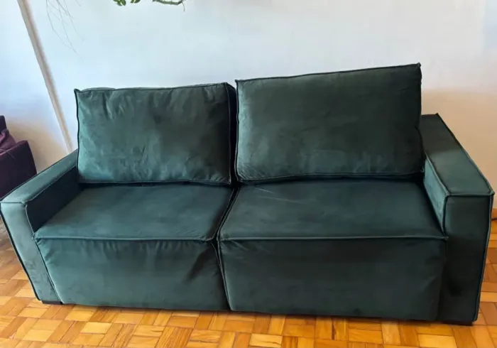 Sofá Cama Retrô Quadrado Verde