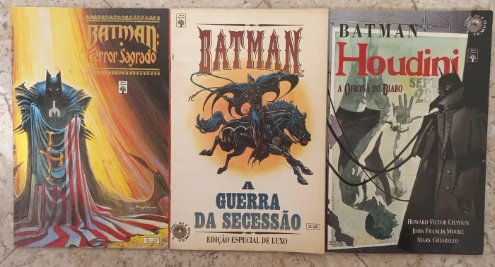 Lote Batman Terror Sagrado + Houdini + Guerra da Secessão Túnel do Tempo Elseworlds Abril