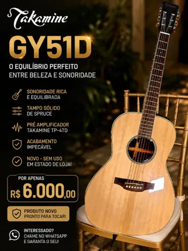 Violão Takamine GY51E NOVO REGULADO COM UPGRADE! ELIXIR FÓSFORO BRONZE