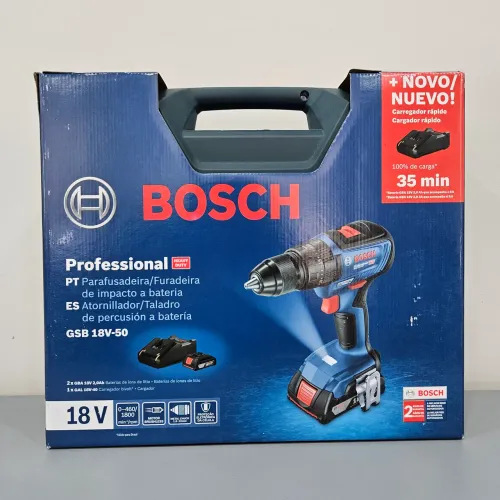 Parafusadeira Bosch GSB 18V-50 com 2 baterias 