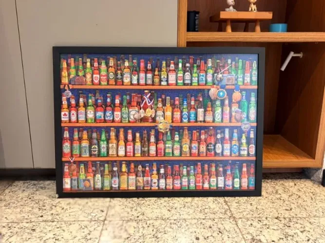 Quadro Quebra Cabeça de Garrafas Com Vidro