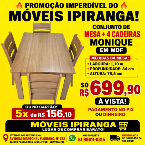 Mesa com 4 cadeiras em MDF
