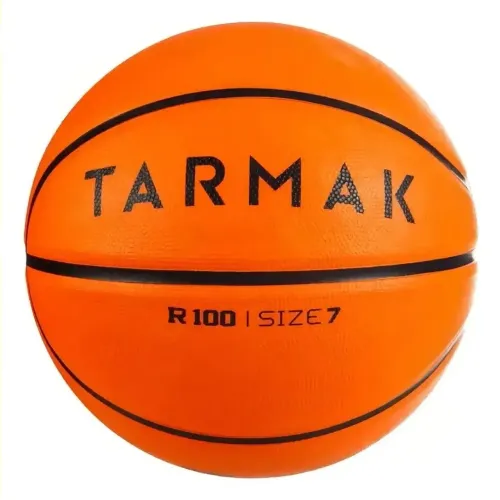 Kit:Bola Basquete Tarmak R100 Tam.7 Laranja Borracha+bomba encher dupla ação KIPSTA c/bico