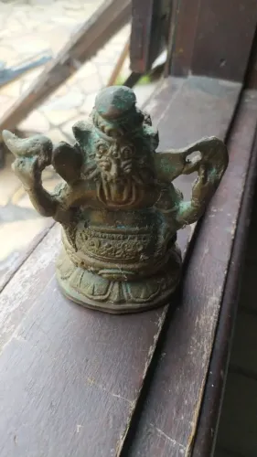 Estatua em bronze envelhacido Ganesha Deus Hindu 15 cm importada