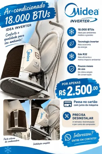 Ar-condicionado Midea Inverter 18.000 BTUs - Pouco uso