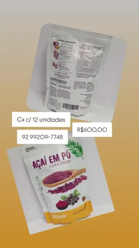 AÇAÍ EM PÓ LIOFILIZADO - VIRROSAS - 100G - 12 UNIDADES