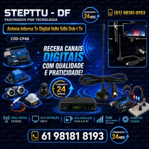 Antena Interna Tv Digital Hdtv 5dbi Dvb-t Tv Arduino Automação Robotica COD-CP46