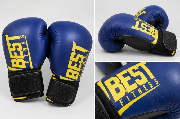 Par de Luvas de Boxe Azul e Amarelo - Best Fitness