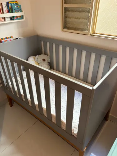 Berço bebê tipo americano cinza 100% M.D.F.