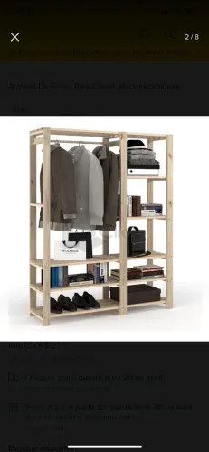 Armário/cabideiro de pinus maciço, ideal para closet