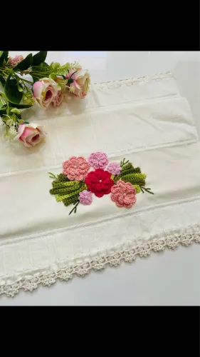 Toalha de lavabo de crochê coleção floral
