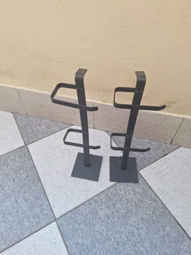 Dois Suportes duplo papel higiênico de chão preto fosco