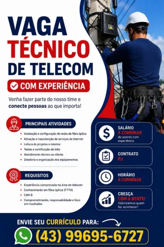 Vaga técnico telecom