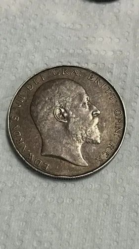 Moeda Antiga Prata 1909 Half Crown Eduardo VII - Reino Unido - Rara