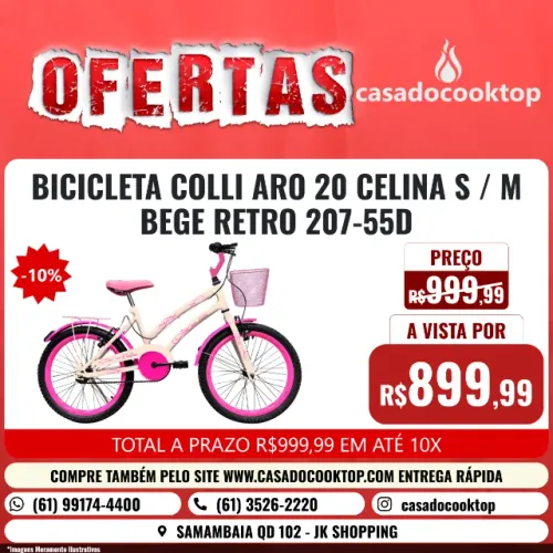 BICICLETA COLLI ARO 20 CELINA S/M BEGE (RETRO) 207-55D
