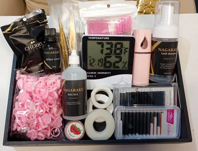 Kit completo para extensão de cílios + Maca maleta 