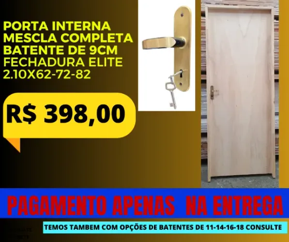 porta completa batente de 9-fechadura interna - consulte frete
