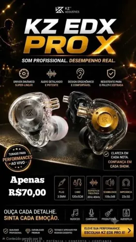 Fone KZ EDX PRO X (sem mic)