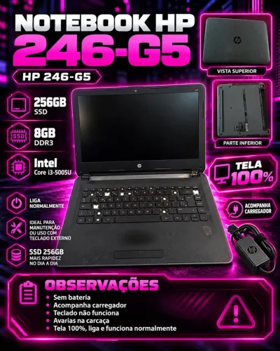 NOTEBOOK HP com ssd e 8Gb de ram