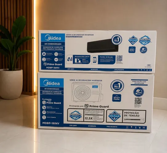 Ar midea 18 mil BTUs Black quente e frio inverter com wi-fi e ia