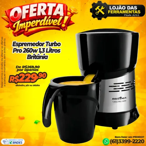 Espremedor Turbo Pro 260w 1,3 Litros Britânia