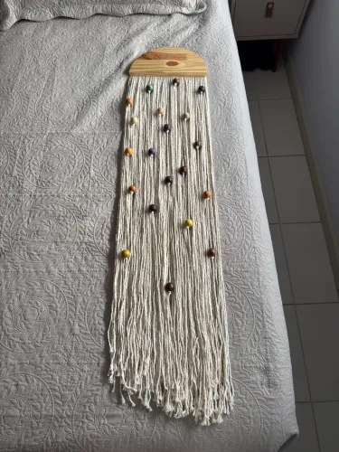 Decoração Painel Macramê Fios Soltos Meia Lua 