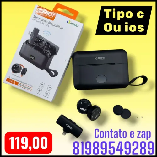 Microfone de Lapela Magnético Sem Fio <br>Kaidi