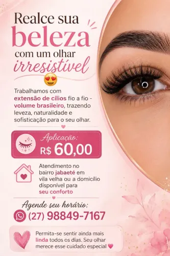 Cílios fio a fio volume brasileiro.