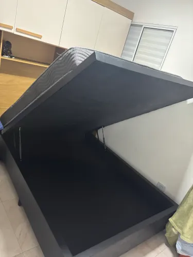 Cama Baú Casal com Pistão a Gás + Colchão - Grande Espaço Interno