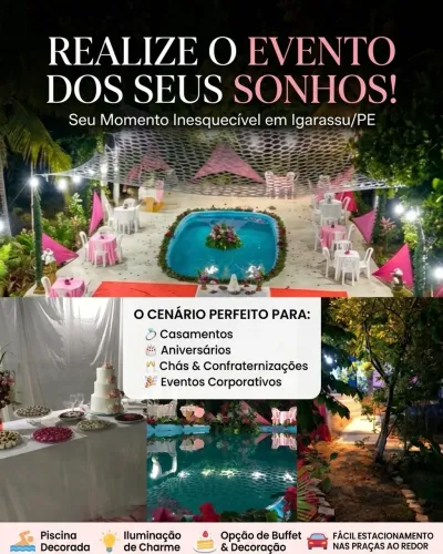 ESPAÇO PARA FESTAS EM IGARASSU - COM OU SEM BUFFET E DECORAÇÃO!
