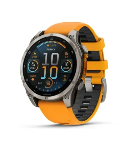 Relogio Garmin Fenix 8 orange 47mm amoled saphira lacrado