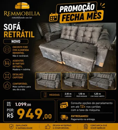 SOFÁ RETRÁTIL NOVO / ENTREGAMOS 