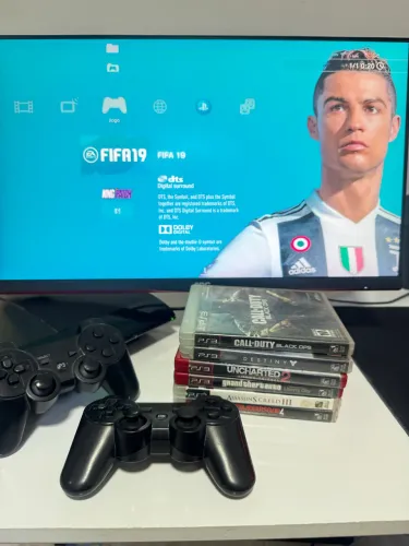 Ps3 Super Slim + 2 Controles + Jogos