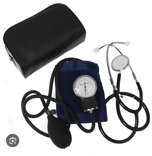Medidor de pressão estetoscópio preto e azul novo
