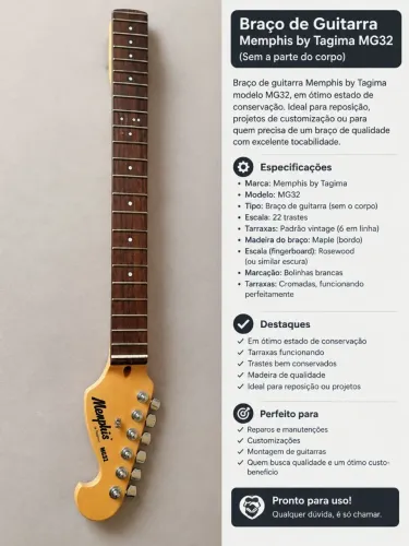 Braço guitarra Tagima Memphis MG52 stratocaster
