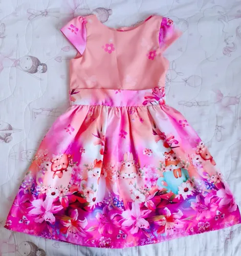 Vestido infantil tamanho 6/7 anos, rosé 