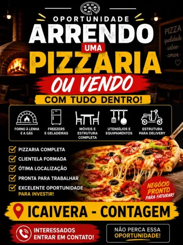 Vende-se ou arrendo pizzaria icaivera contagem. 