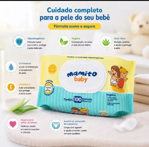 Lenço Umedecido Mamito Baby Premium 100 Unidades | Oferta