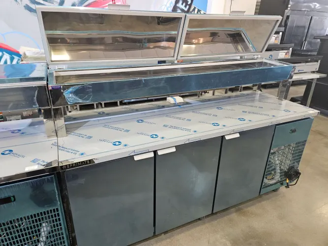 balcão refrigerado de serviço inox com condimentador 2 metros - novo