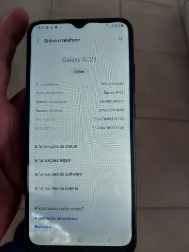 A02s 32 giga detalhe na tela mancha não atrapalha 