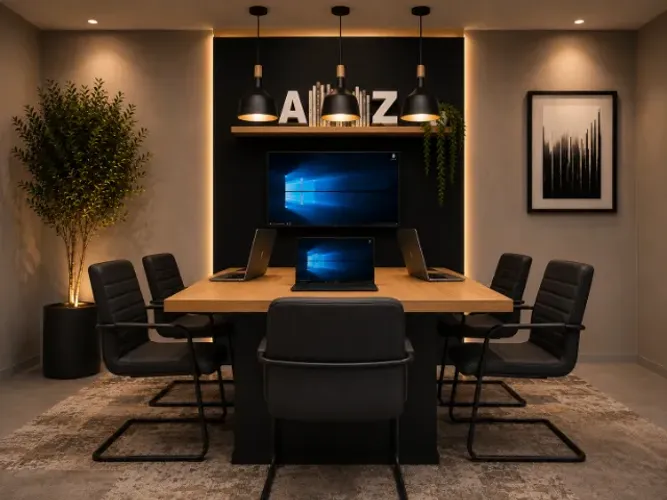 Mesa de Reunião Delluxe Alto Padrão Com Painel. L182cm x P100cm x A74cm