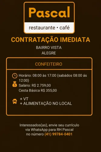 VAGA DE CONFEITEIRO (A)